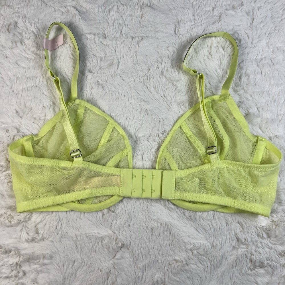 Victoria's Secret Very Sexy Mesh Shine Strap Demi Bra Lime Green Low Cut 36C NWT - Picture 2 of 8